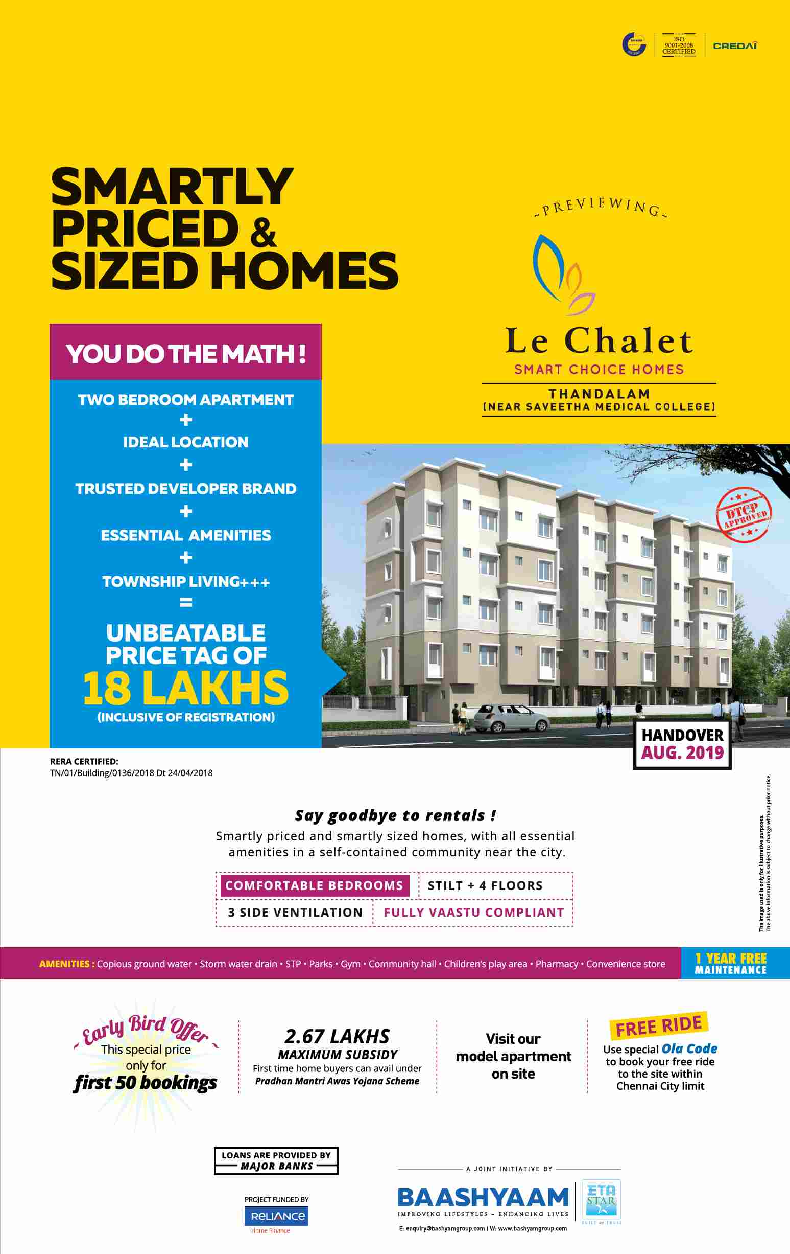 Model apartment ready to visit at Baashyaam Le Chalet in Chennai